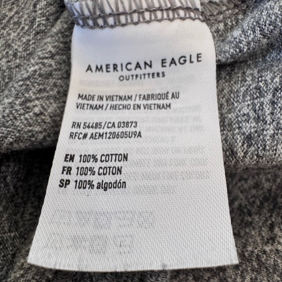 American Eagle XL Long Sleeve Shirt Lot of 2 AE USA Heather Gray Black Logo Tee - Picture 7 of 10